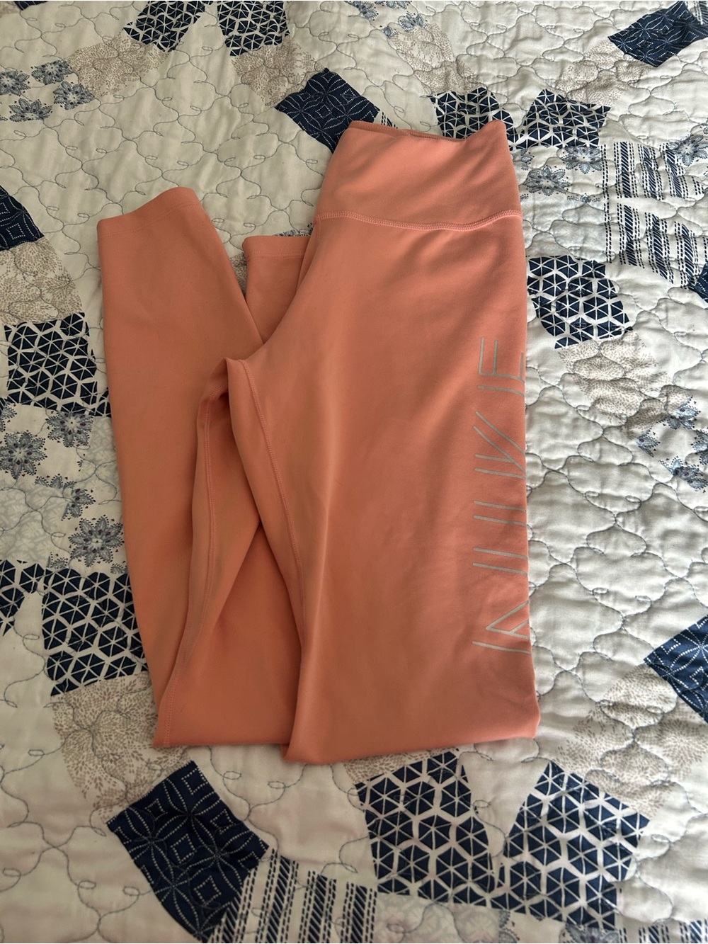 Nike Coral Pink Dri-FIT Leggings with Silver Swoosh